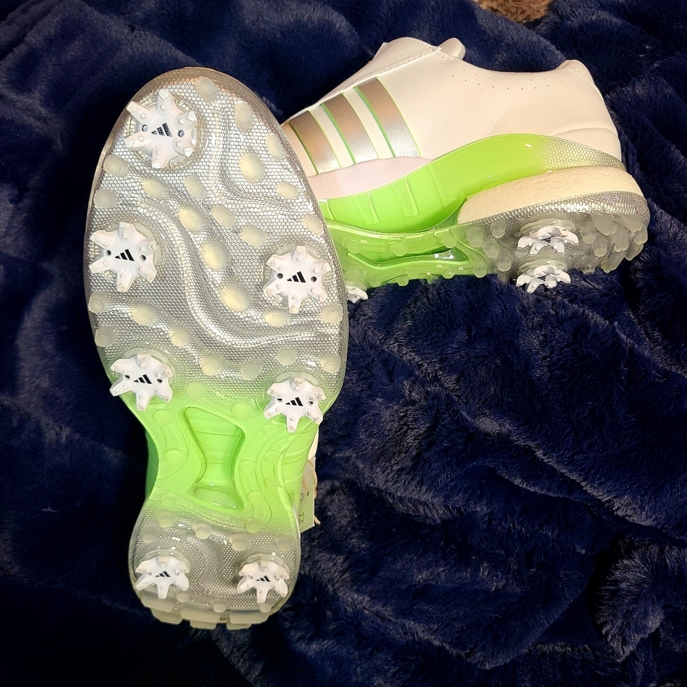 Adidas Womens Tour360 24 BOA BOOST Golf Shoes - Cloud White/Silver Metallic/Gree - Picture 5 of 5